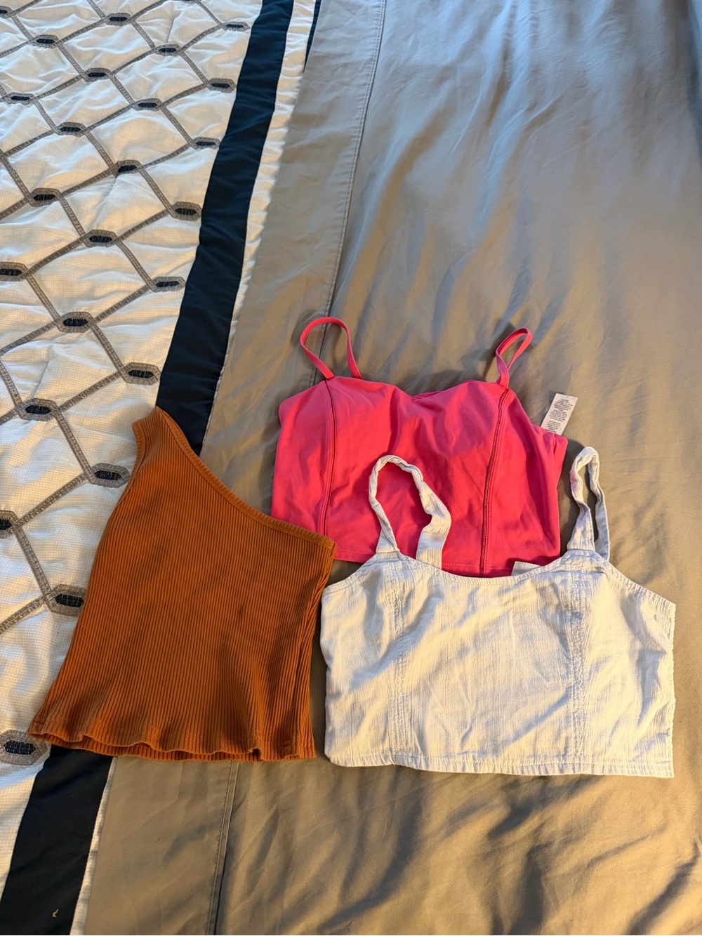 aerie Ribbed Rust, Bright Pink & White Bandeau Trio